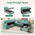 thumbnail image 5 of HONBAY 111.4” Modular Sectional Pull-Out Sofa Bed Oversized U-Shaped Convertible Sleeper Couch for Living Room, Aqua blue, 5 of 9