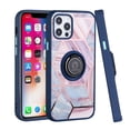thumbnail image 2 of Bemz Ring Series Case for iPhone 14 Pro Max (TPU Silicone Cover with Magnetic Stand) and Vertical Rugged Nylon Belt Holster Pouch - Blue on Pink Marble, 2 of 9