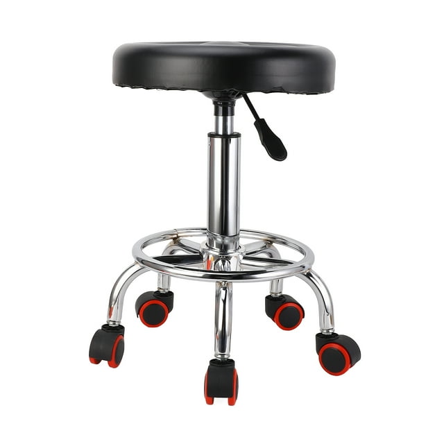 Taburete Giratorio Hidráulico Con Ruedas, Diseño De Estilo Retro Con Protector De Piso De Goma Oculto, 5 Ruedas, Asiento De Diseño Ergonómico, Para Peluqueros Y Esteticistas