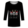 thumbnail image 4 of Mifsaly Plus Size Christmas Shirt for Women 3/4 Sleeve Xmas Red Wine Cup Print T-Shirt Festival Loose Fit Tops Holiday Party Gifts Blouse, 4 of 5