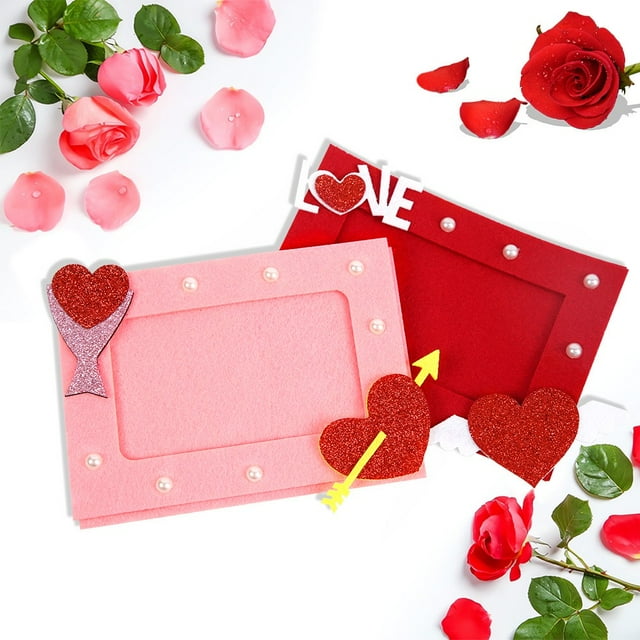 Desktop Ornament For Home Valentine Theme Frame Couples Memory Display Heart Shaped Non Woven Fabric Photo Frame For