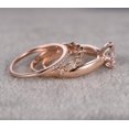 thumbnail image 4 of 2 Carat 6mm Round Cut Morganite Ring with Diamond Moissanite Trio Ring Set with 1 Engagement Ring and 2 Wedding Bands with 18k Gold Plating, 4 of 4