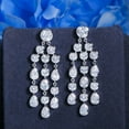 thumbnail image 5 of CZ Crystal Long Dangle Tassel Drop Chandelier Earrings Silver Plated Ear Jewelry, 5 of 8