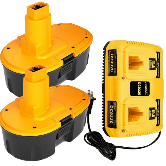 2Pack 4500Ah Replacement for Dewalt 18V Battery Ni-Mh DC9098 DC9096 DC9099 DC970 DW9095 DW9096 DW9098 DW9099 DE9039 DE9096 DE9098 with DC931 Ni-Cad Ni-Mh 18V Battery Charger