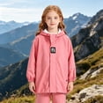 thumbnail image 2 of Girls Windbreaker Jacket Lightweight Wind and Water Resistant Insulated Outerwear Girls Thin Fleece Jacket with Elastic Cuff, 2 of 9