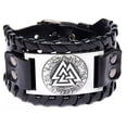 thumbnail image 1 of Pulsera de cuero hombre mujer, Brazalete Vikingo Guerrero Valknut, ajustable para Hombre Mujer Novio Pareja Enamorado. Amuleto Nórdico MADIOLA Vikingo Valknut, 1 of 6