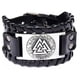 thumbnail image 1 of Pulsera de cuero hombre mujer, Brazalete Vikingo Guerrero Valknut, ajustable para Hombre Mujer Novio Pareja Enamorado. Amuleto Nórdico MADIOLA Vikingo Valknut, 1 of 6