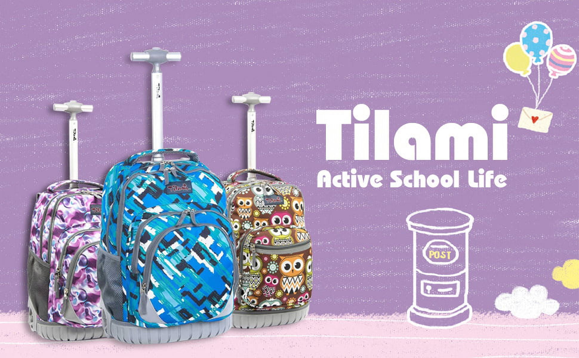 Tilami Purple Waves Rolling Backpack 18 Inch with Pencil Case