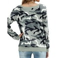 thumbnail image 4 of TWZH Women Camouflage Print Contrast Long Sleeve Crewneck Casual Loose Sweatshirt Top, 4 of 5