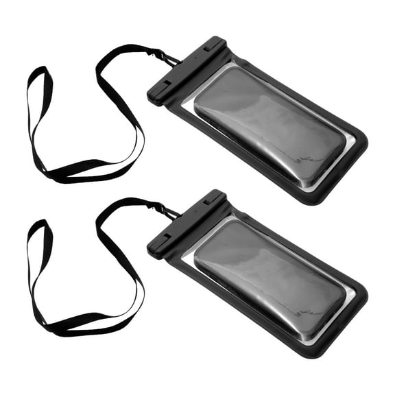 Unique Bargains 2 Pcs Mobile Waterproof Bag Black Universal Waterproof Case Compatible for Phone 4.53"x8.27"