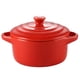 thumbnail image 1 of Cuenco para estofado de cerámica con doble asa de 230 ml para cocina casera con tapa compatible con horno microondas (rojo), 1 of 7