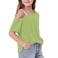 thumbnail image 5 of RRMuAzgs Girls T Shirts One Shoulder Short Sleeve Casual Kids Blouse Summer Vacation Loose Casual Tees Tops, 5 of 9