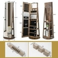 thumbnail image 4 of Giantex 360° Swivel Jewelry Armoire with Full-Length Mirror and 3-Color LED Lights, Coffee, 4 of 10