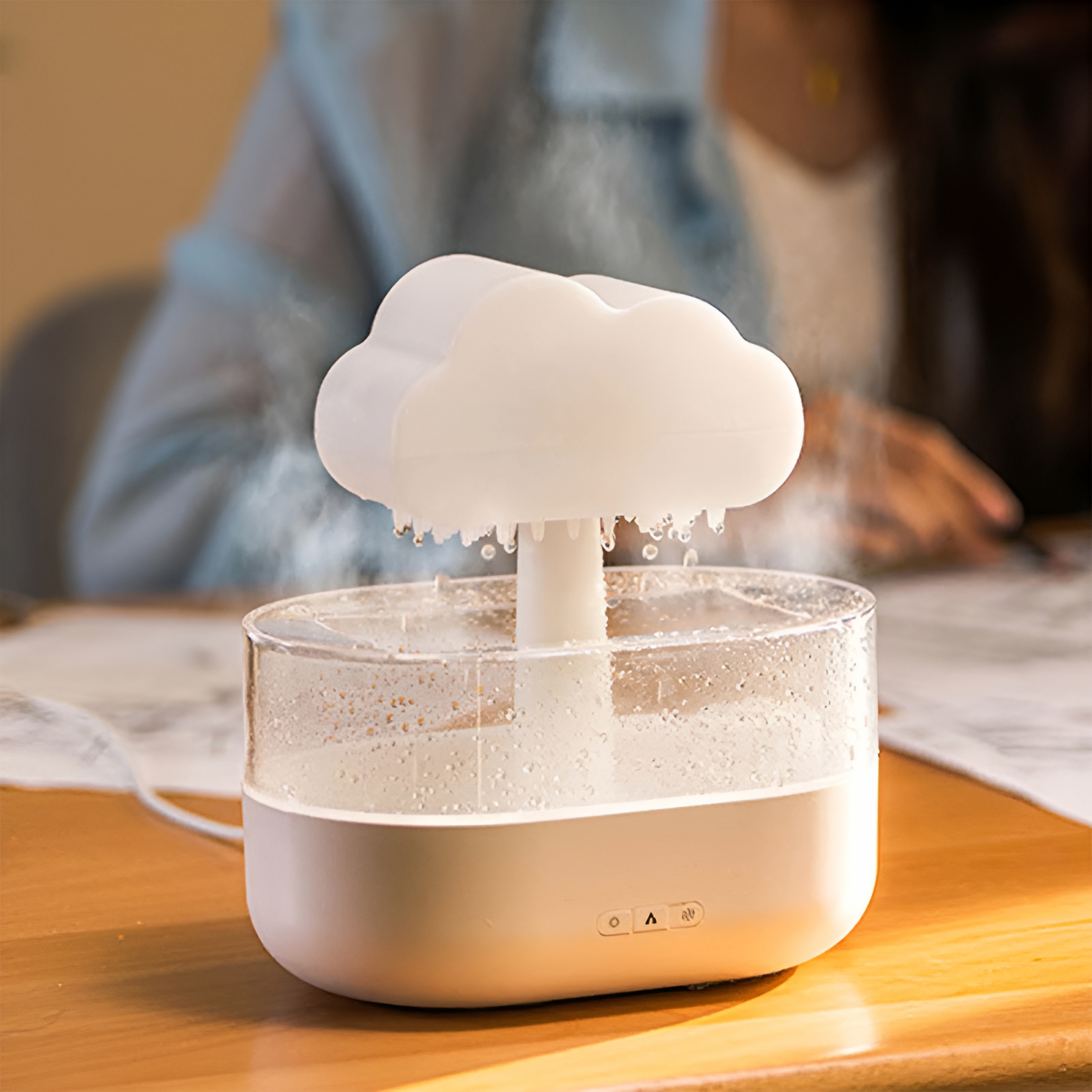 HIBIBUD 2026 New Rain Cloud Humidifier Water Oil Diffuser with 7 Colors Led Lights Raining Cloud Night Light for Sleeping Relaxing Home Office Baby Humidifiers