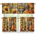 thumbnail image 1 of Sunflowers Pumpkin Kitchen Curtains Tiers and Valances Set, Rod Pocket Valance Short Window Treatment Decor Curtains, 3 Pieces Set Valance Curtains for Kitchen Windows, 1 of 5