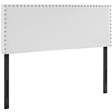 Modern Contemporary Urban Design Bedroom King Size Headboard, White, Faux Leather Wood
