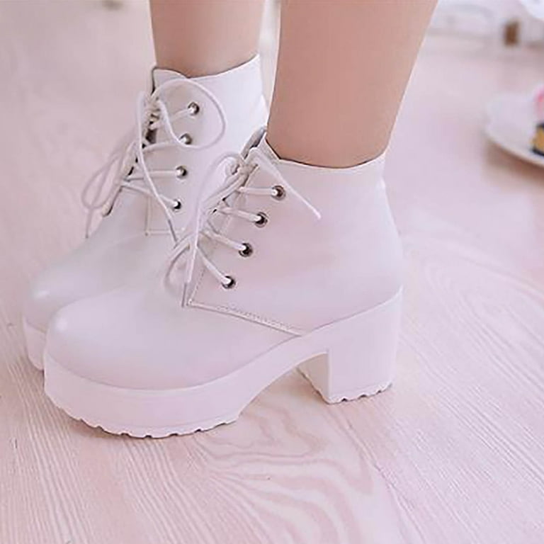 Aueoeo Womens Ankle Boots Wide Ankle Boots For Women Women'S Sport Shoes  Lace-Up Wild Round Toe Retro Flock Solid Color Casual Sneakers
