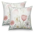 thumbnail image 4 of DaShan Pink Flower Throw Pillow Covers 18x18 Set of 2,Farmhouse Summer Linen Pillows Case for Bedroom Sofa Couch, 4 of 6