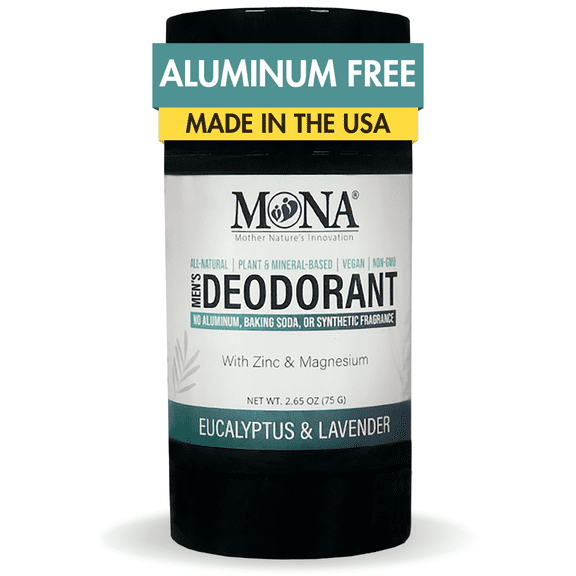 MONA All Natural Deodorant for Men with Magnesium, Eucalyptus & Lavender, 2.65 oz