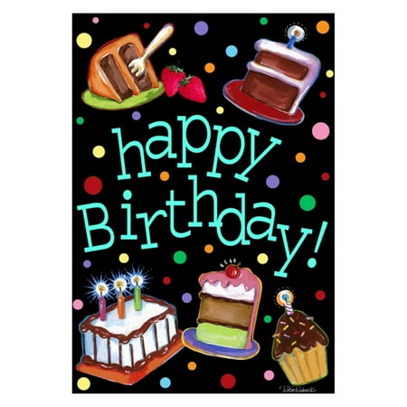Happy Birthday Garden Flag - Toland Home Garden Happy Birthday Cake Double Sided Flag