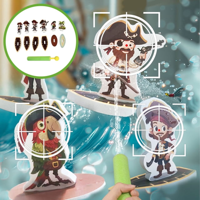 Water Guns Pirate Water Play Toy Children's Bath Water Play Toy Wall Sticker Floating Bathroom Swimming Pool Children's Bath Water Play Toy