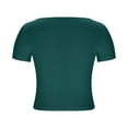 thumbnail image 5 of Delliss Women's Crop Classic T-Shirt Solid Color Tight Top Army Green L, 5 of 6