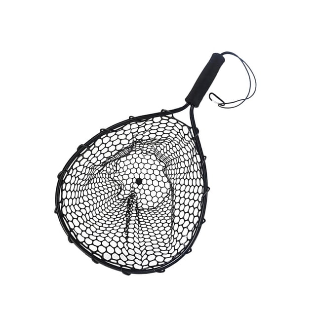Red de pesca herramienta de captura de pesca portátil para regalo del día Saltwat al aire libre Negro