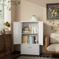 thumbnail image 2 of Tall Metal Lateral File Cabinet with Locking Glass Doors, Arched Bookcase with Drawers for Home Office, Assembly Required, 2 of 18