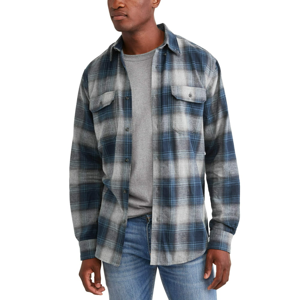 GEORGE - George Men's and Big & Tall Long Sleeve Flannel Shirt, up to ...