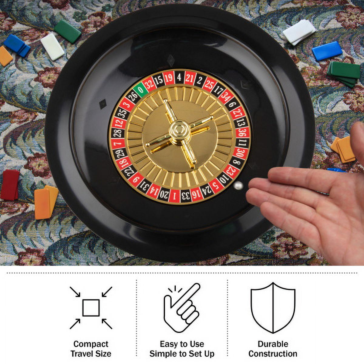Trademark Games 10 Inch Roulette Wheel with 2 Metal Balls