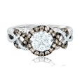 thumbnail image 5 of Cognac And White Diamond Bridal Wedding Ring 0.83cttw 14K White Gold 10mm Wide Vintage, 5 of 5