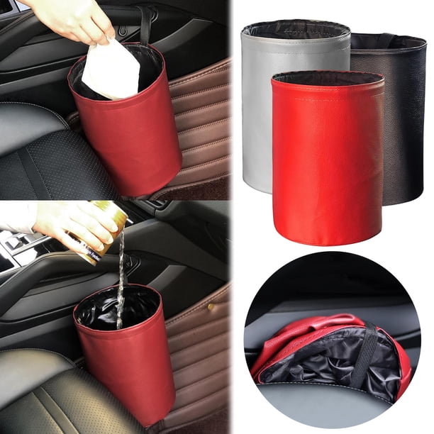 Cubo de basura plegable para coches - Contenedor de basura plegable portátil con base adhesiva, bolsa de almacenamiento impermeable y lavable para coche, camión o viaje (20x16cm)