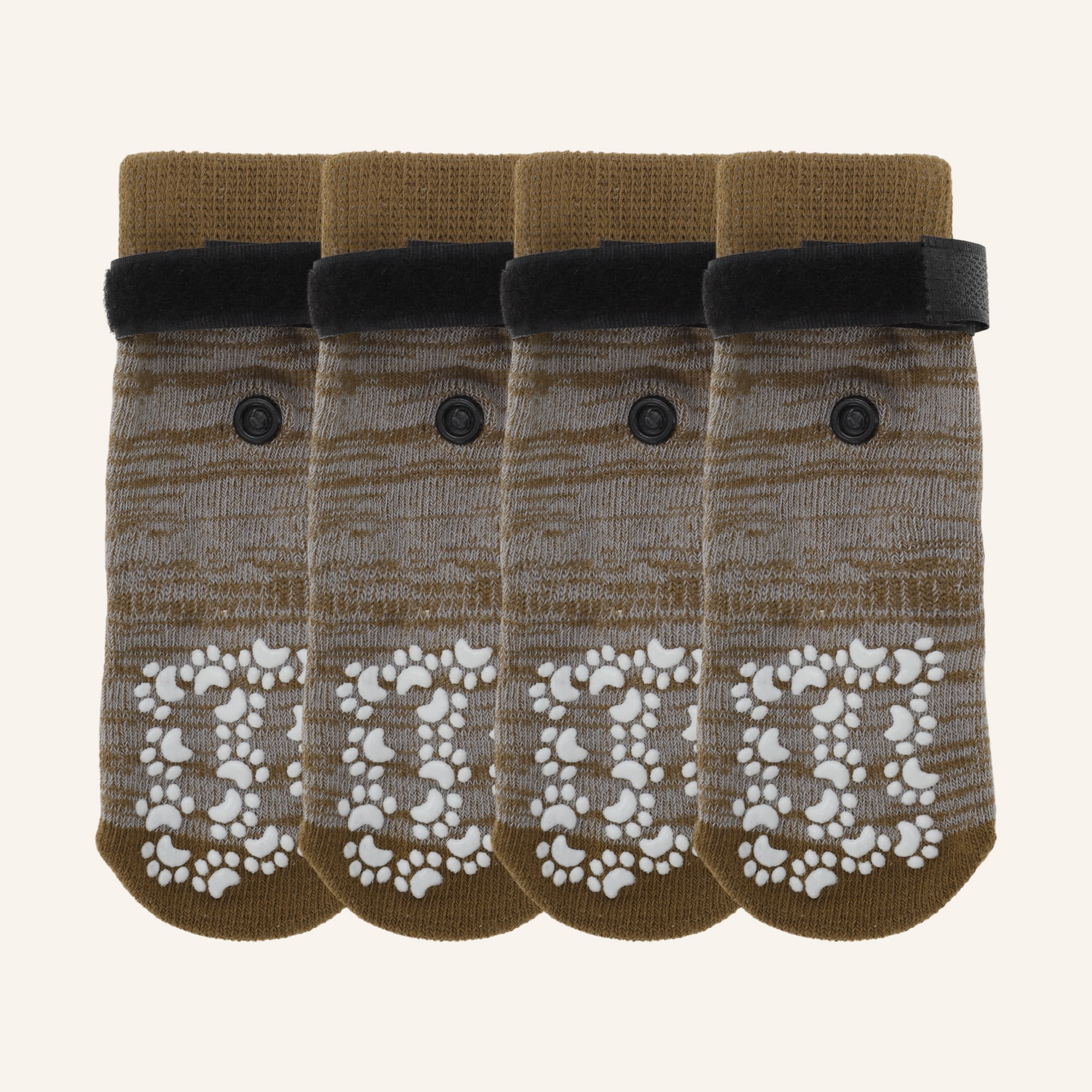 Unique Bargains 4 Pcs Non-Slip Dog Socks with Adjustable Tapes Brown S