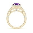 thumbnail image 2 of ANGARA Natural Round 1.7 ct Amethyst Hexagonal Halo Ring with Filigree in 14K Yellow Gold for Women (Size-8mm) | February Birthstone, Anniversary, Jewelry Gift for Women | Natural Amethyst Ring, 2 of 8