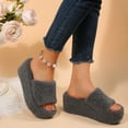 thumbnail image 6 of Wensltd Thick Sole Slippers for Women Open Toe Fleece-Lined Fashion Casual Comfortable Indoor Slippers, 6 of 9