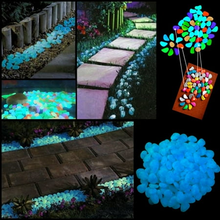 100x glow in the dark pebbles stones garden vase luminous rocks