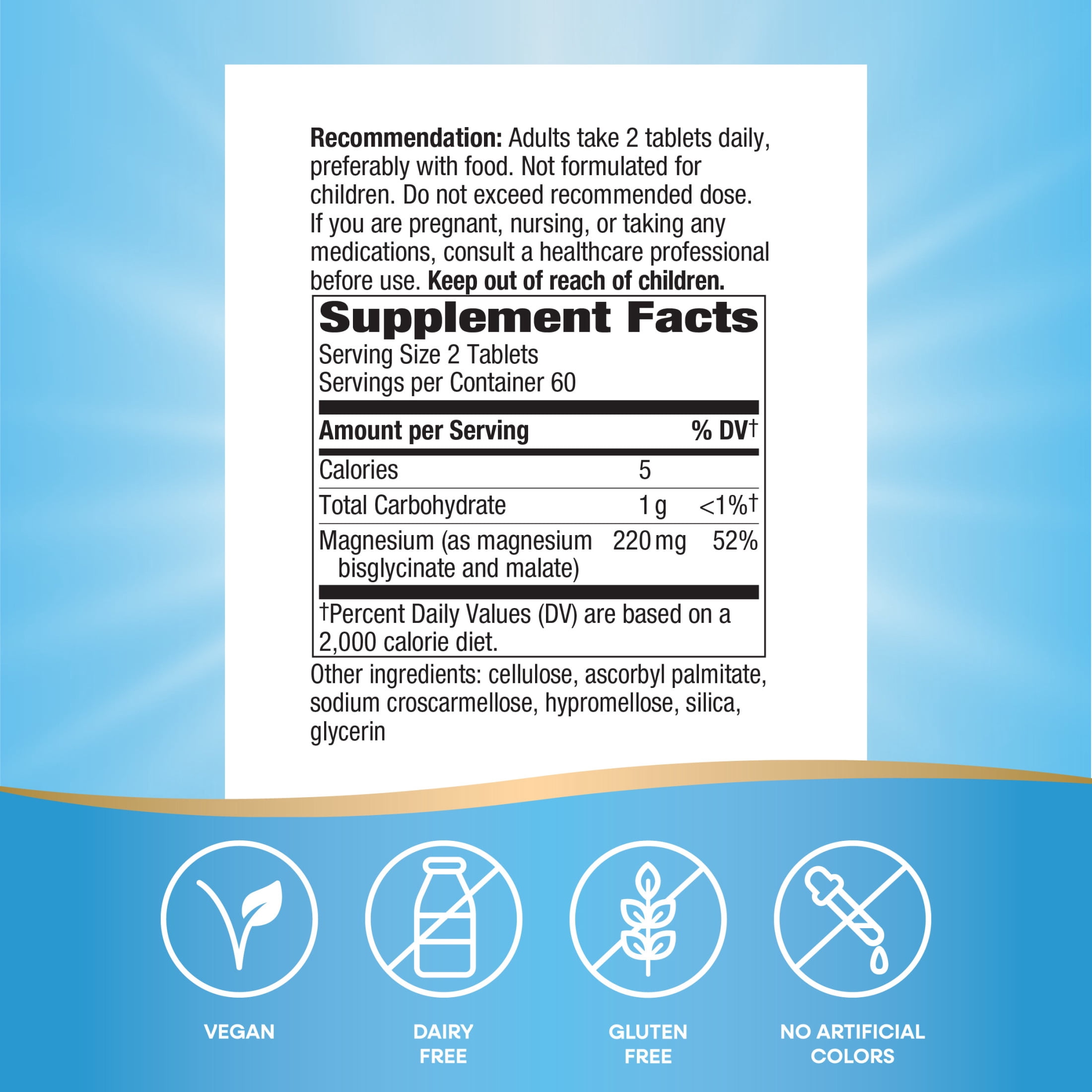 Nature’s Way Magnesium Glycinate Complex Tablets, with Magnesium Glycinate and Malate, Unisex, 120ct