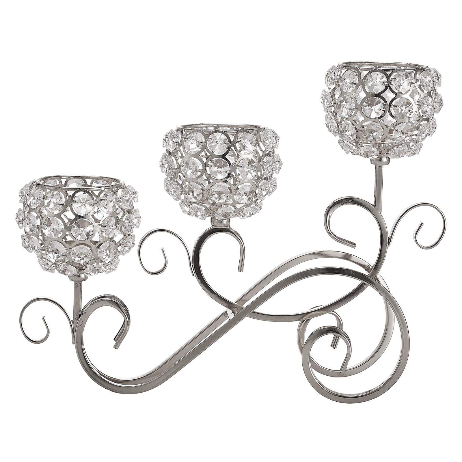 Crystal Candle Holders, 3 Arms Candelabra, Sparkling Elegant