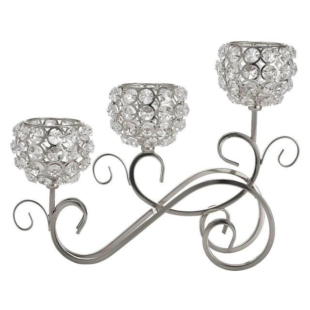 Candelabro moderno Zulema de cristal 3 tazas Candelabros de cristal