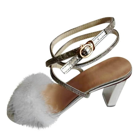 

Summer Saving Clearance! Kukoosong Block Heels for Women High Heels Shoes Sandals Summer Non-Slip Causal Shoes Womens Sandals Silver 41