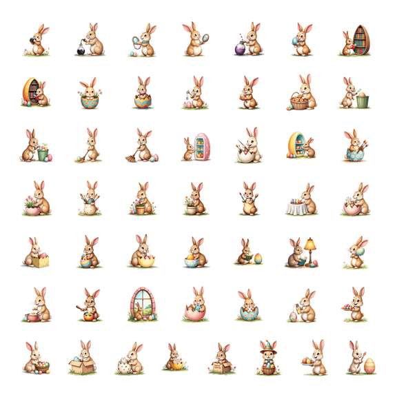 50pcs Cute Animal Stickers Funny Bunny Stickers Family Kids Stickers for Notebooks Laptops Suitcases