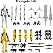 T13 3D Action Figure Set (Assembly Completed) 2 Pcs, 3D Printed Multi-Jointed, Titan 13 Action Figures, Multi-Articular Lucky Mobile Robot Nova,Desktop Decorations for Game Lovers Toys (Sliver Gold)