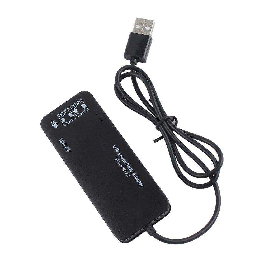 Sound Card 7.1 Multifunction HUB Sound Card USB HUB Sound Card Computer Cables hot-USB2.0 hub Cable Length: See Detail, Color: Black 