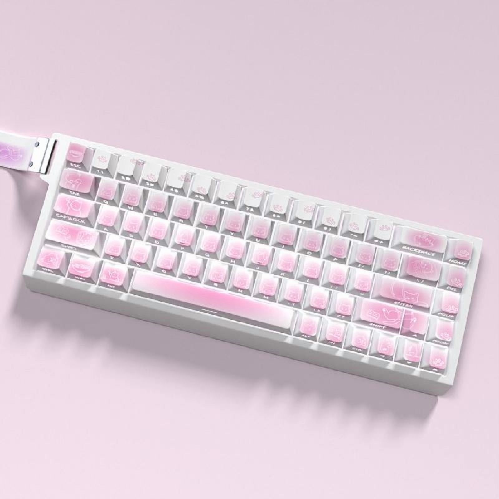 74-Key Keycaps Kitten Themed Side Printed Translucent Keycap Enhances Nighttime Use For Various Mechanical Keyboards