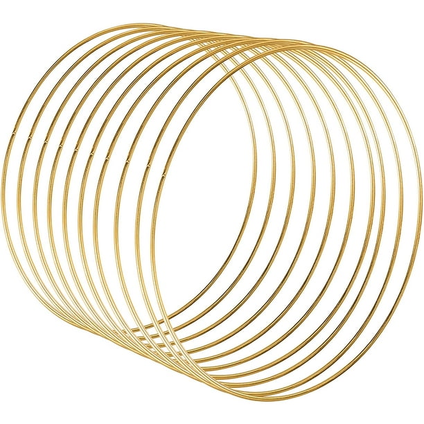 Sntieecr Paquete de 4 anillos de aro florales de metal grandes de 12 pulgadas, corona de macramé, anillo de aro dorado para manualidades, decoración de bodas y coronas navideñas, atrapasueños y manual