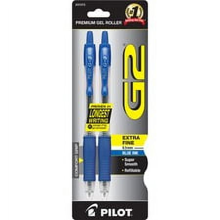 Pilot G2 Retractable Gel Ink Rollerball Pens - Fine Pen Point - 0.5 mm Pen Point Size - Refillable - Retractable - Blue Gel-based Ink - 2 / Pack | Bundle of 5