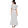 thumbnail image 3 of eloria Women's Ruffels Sleeve Party Wear Dress A-line Fit & Flare Long Dress Size: M | Color: Light Grey, 3 of 5