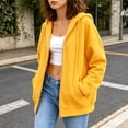 thumbnail image 6 of Women's Full Zip Hoodie Drop Shoulder Long Sleeve Oversized Sweatshirt with Pockets Casual Outerwear, 6 of 8
