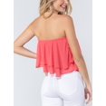 thumbnail image 3 of FashionMile Women Swiss Dot Woven Ruffled Flare Two Ply Off the Shoulder Tube Crop Top, 3 of 5