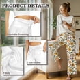 thumbnail image 7 of SCRAWLGOD Sunflower Daisy Print Beige Women Stretchy Wide Leg Pants Soft Elastic High Waisted Lace-Up Casual Palazzo Pants Soft Loose Fit Fashion Trousers with Pockets, L, 7 of 7
